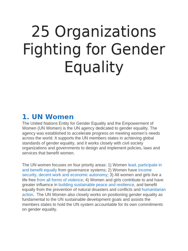 25 Organizations Promoting Gender Equality | PDF | Gender Studies ...