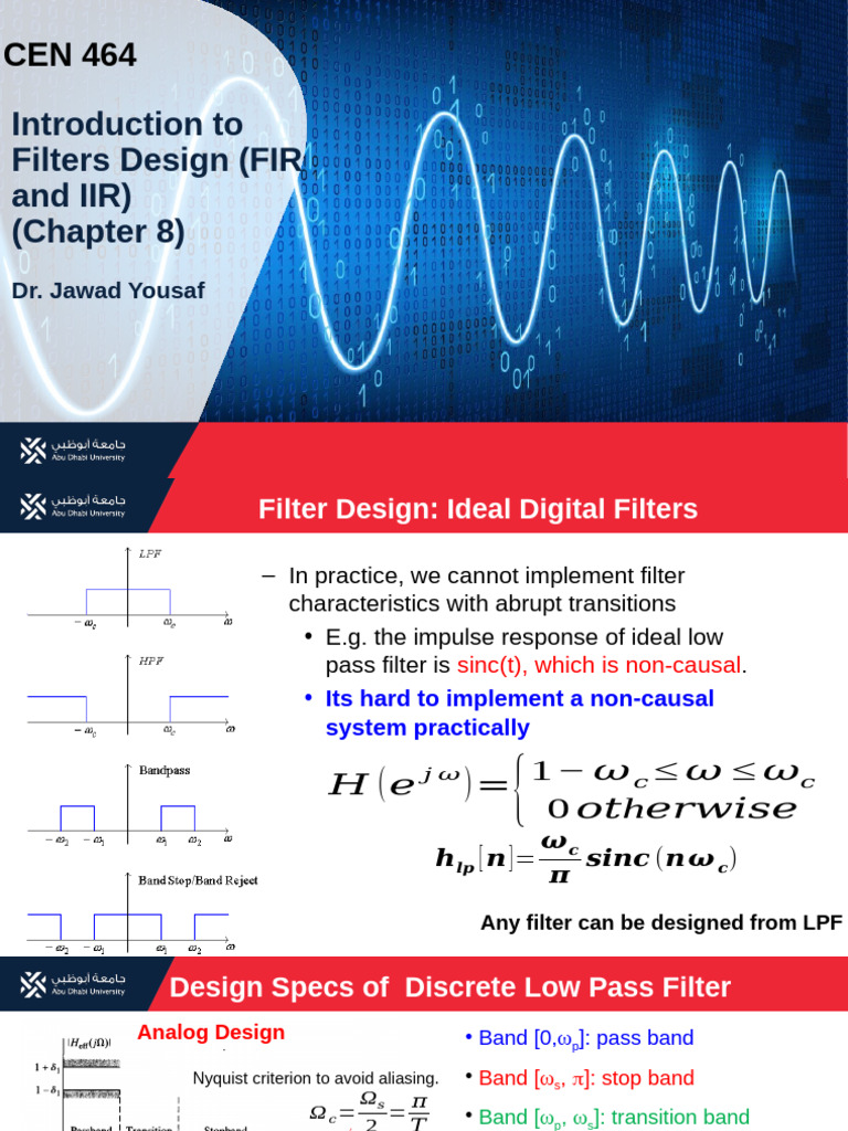Topic 5 - Design of IIR Filters | PDF | Low Pass Filter | Spectral Density