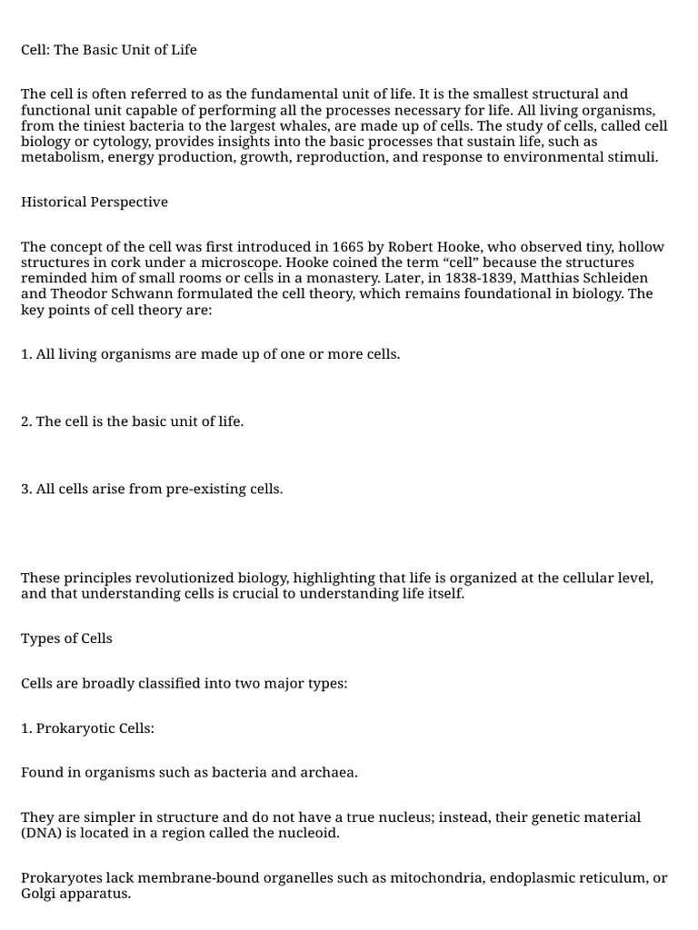 Understanding Cell Structure and Function | PDF | Cell (Biology) | Cell ...