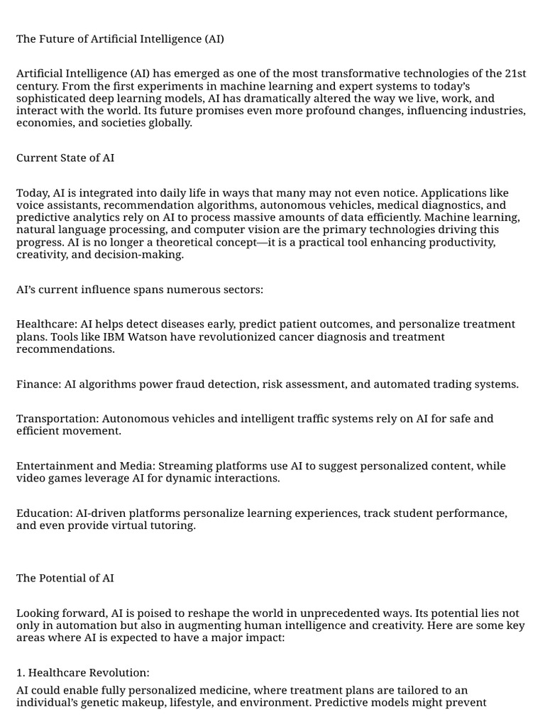 Future Trends in Artificial Intelligence | PDF | Artificial ...