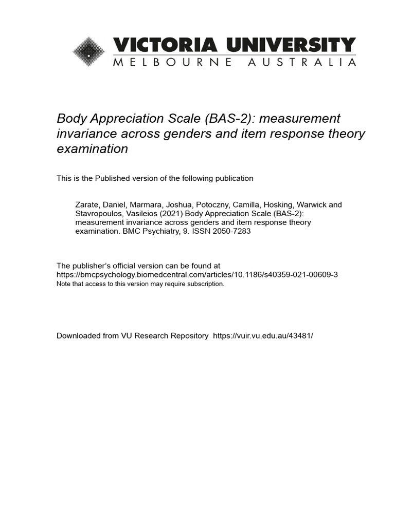BAS-2 Gender Measurement Invariance Study | PDF | Statistical Analysis ...