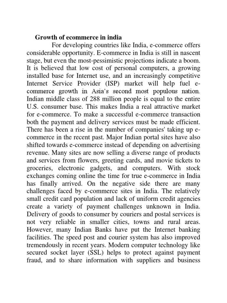 E-Commerce Growth in India: Trends & Challenges | PDF | E Commerce ...