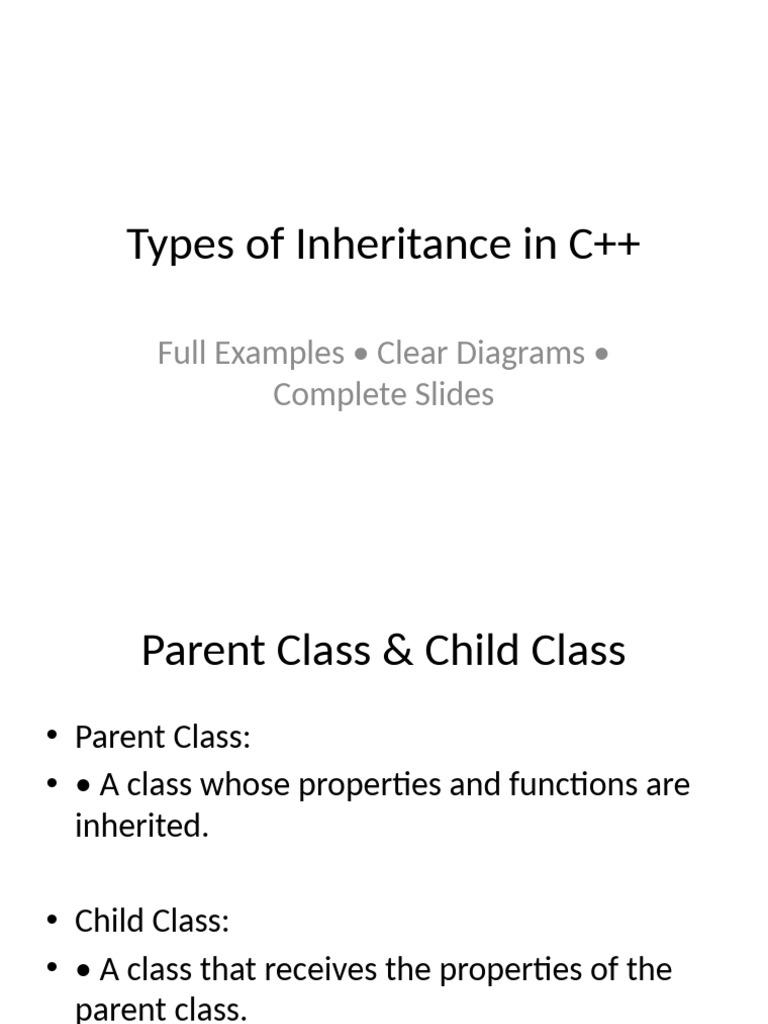 C++ Inheritance Types Explained | PDF