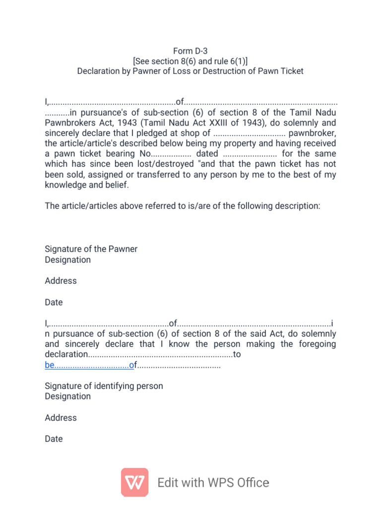 Form D-3 Word PDF | PDF
