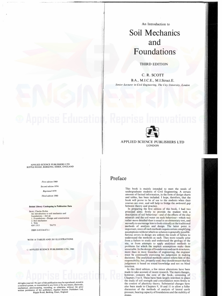 An Introduction To Soil Mechanics and Foundations by C.R - SCOTT | PDF