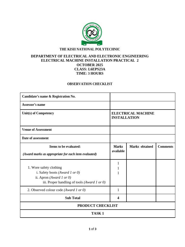 Electrical Machine Installation Assessment | PDF | Relay | Electrical ...