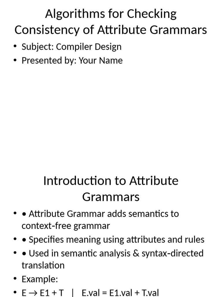 Attribute Grammar Consistency Algorithms | PDF