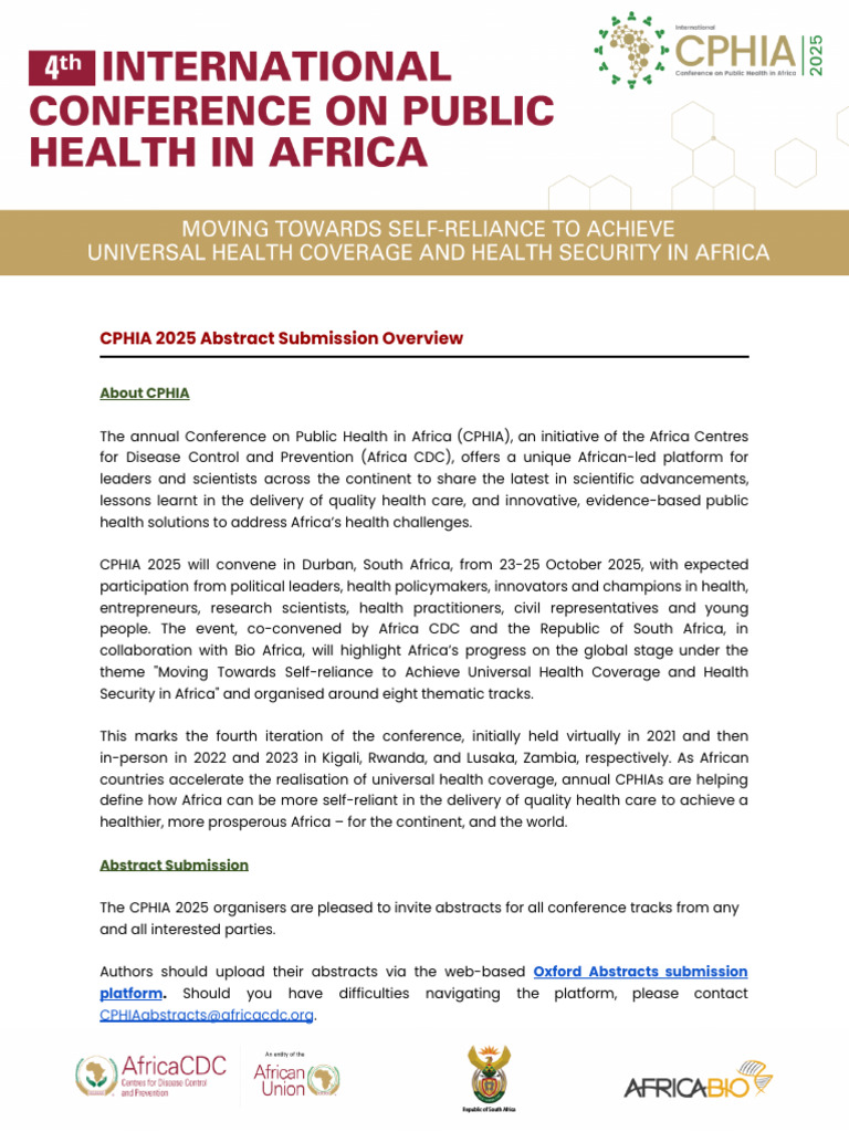CPHIA 2025 Abstract Submission Guide | PDF | Pandemic | Abstract (Summary)