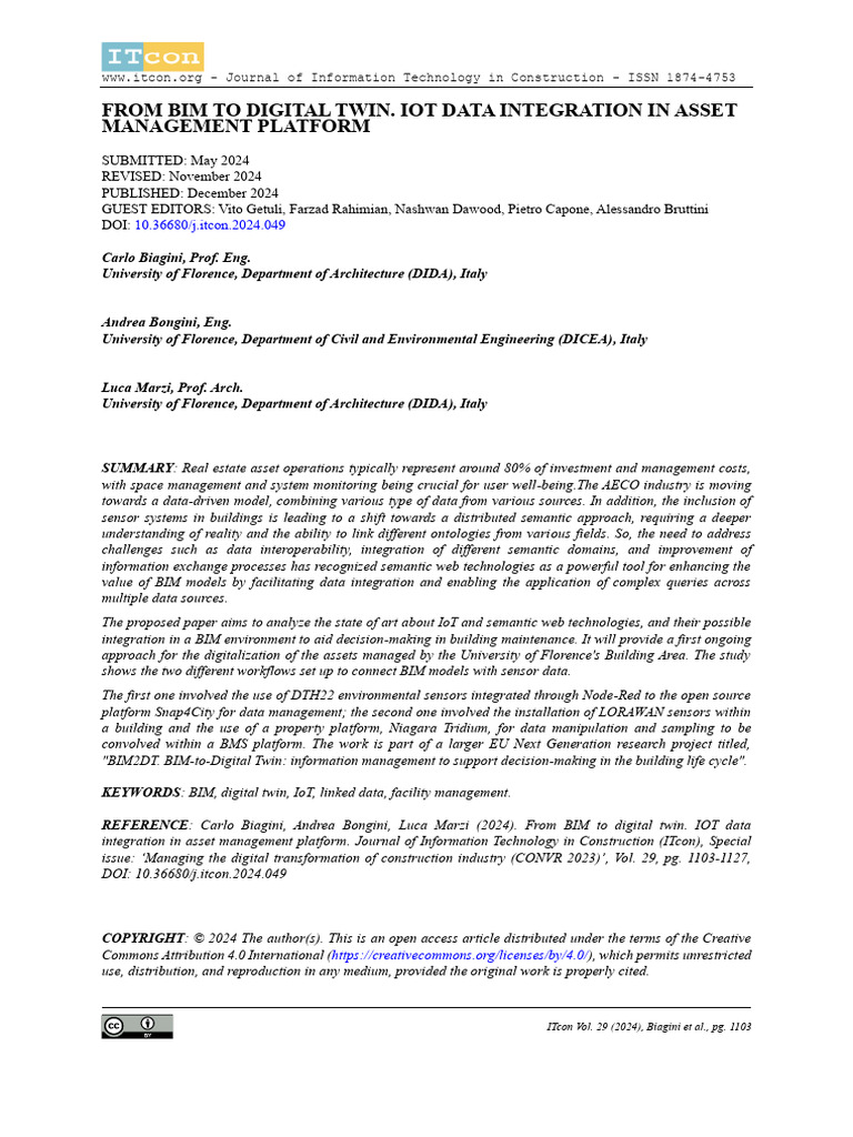 BIM to Digital Twin: IoT Data Integration | PDF | Internet Protocols ...