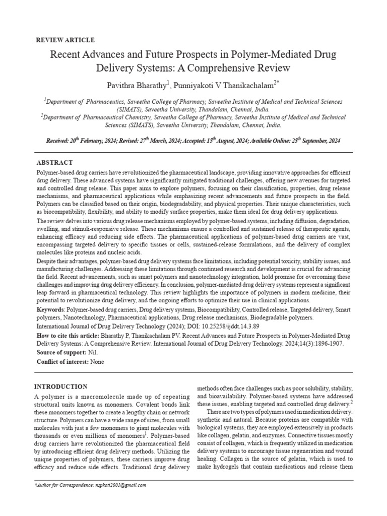 Recent Advances and Future Prospects in Polymer-Me | PDF | Biopolymer ...