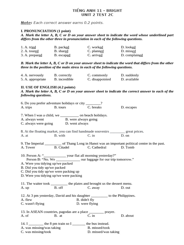 Bright 11 Test 2C (18-1-2023) | PDF