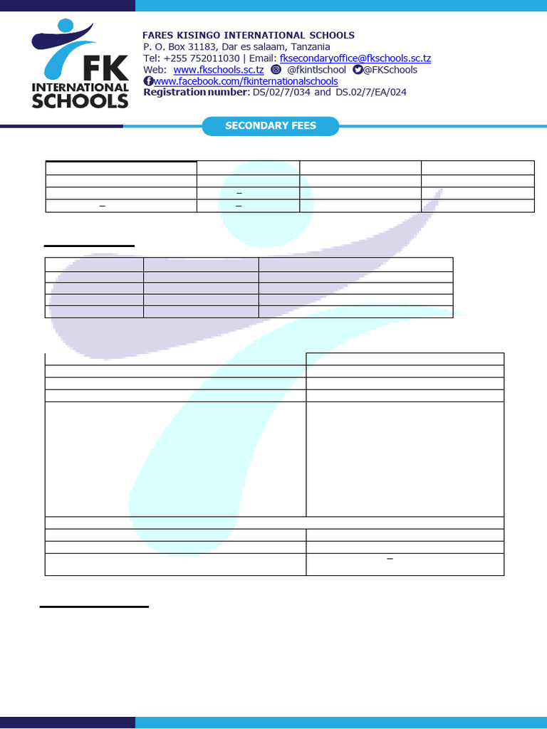 F.K. International Schools Fee Structure | PDF | Educational Stages