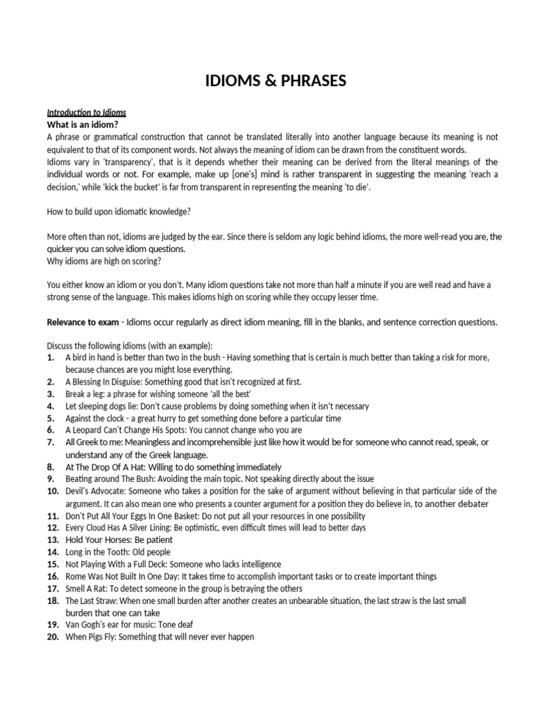 Understanding Common Idioms and Phrases | PDF | Idiom | Semantics