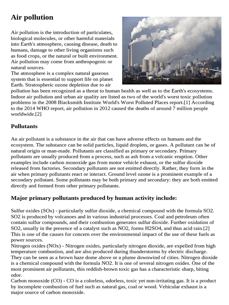 Air pollution 2 | PDF | Air Pollution | Particulates
