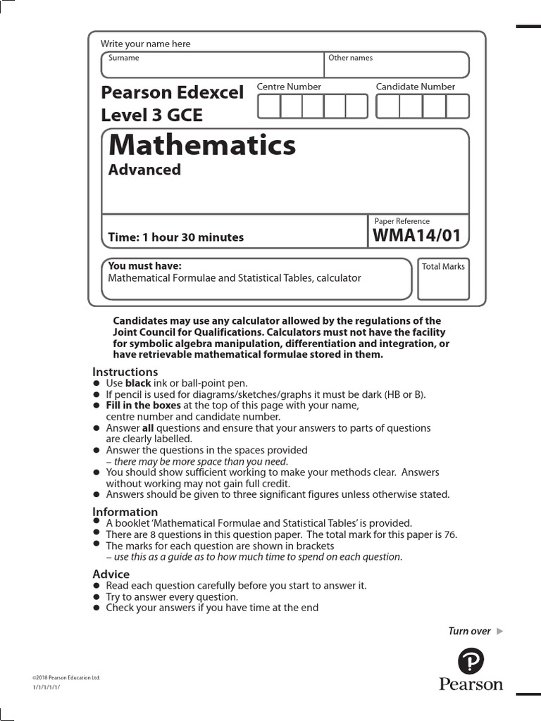 Edexcel IAL Mathematics Exam Instructions | PDF | Equations | Geometry