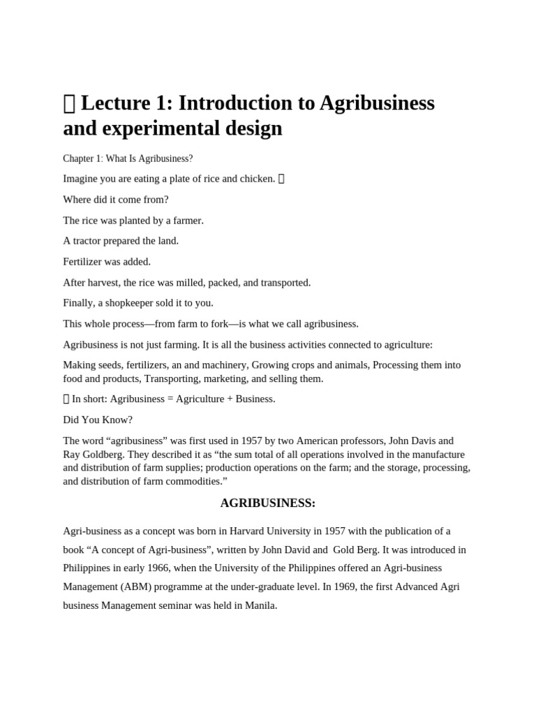 Introduction to Agribusiness Concepts | PDF | Agriculture | Agribusiness