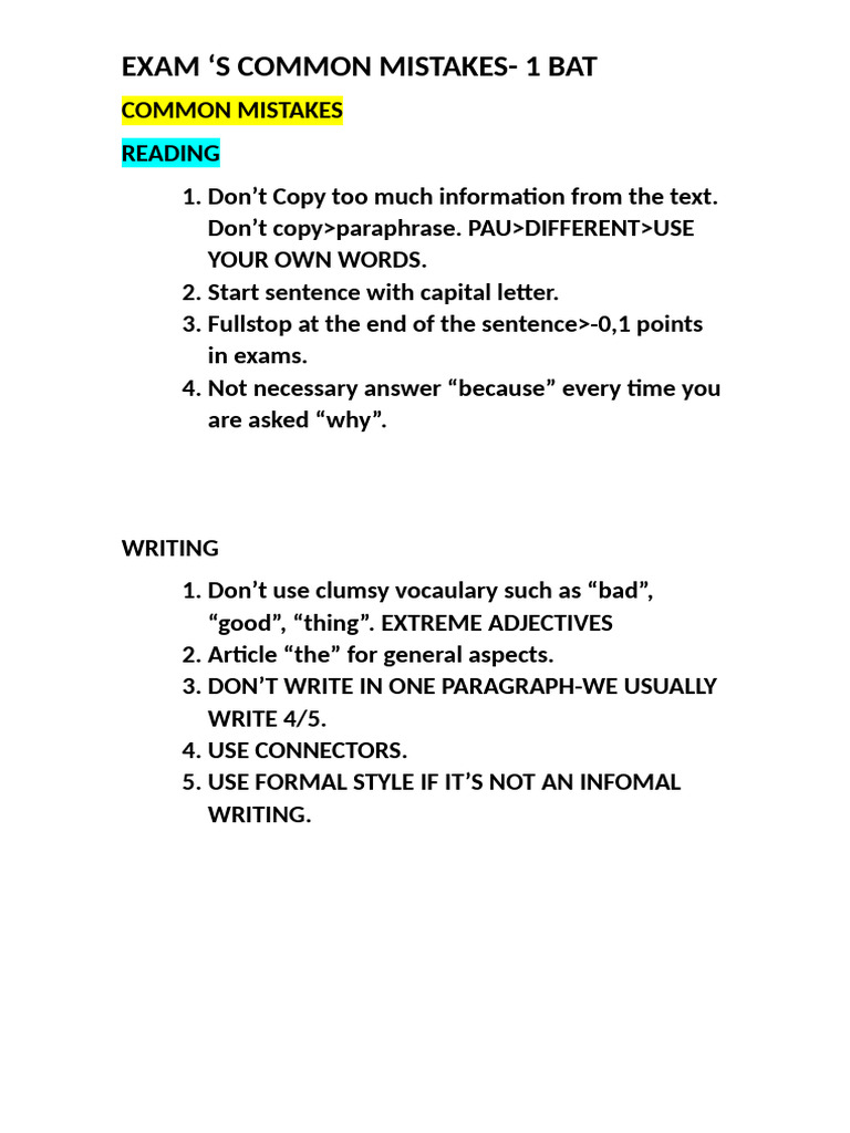 Common Mistakes | PDF