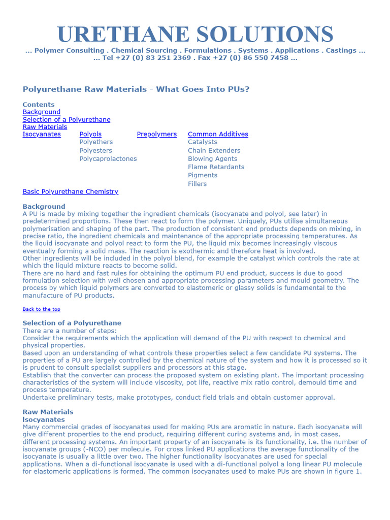 Understanding Polyurethane Raw Materials | PDF | Polyurethane | Polyester