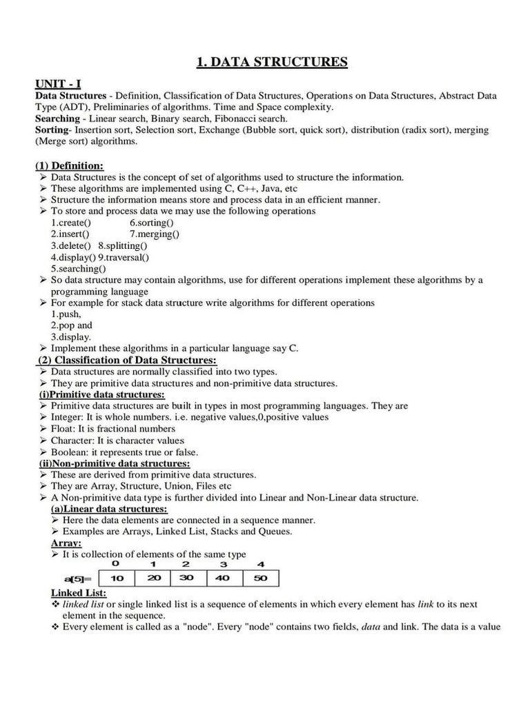DS Short Revision Notes | PDF