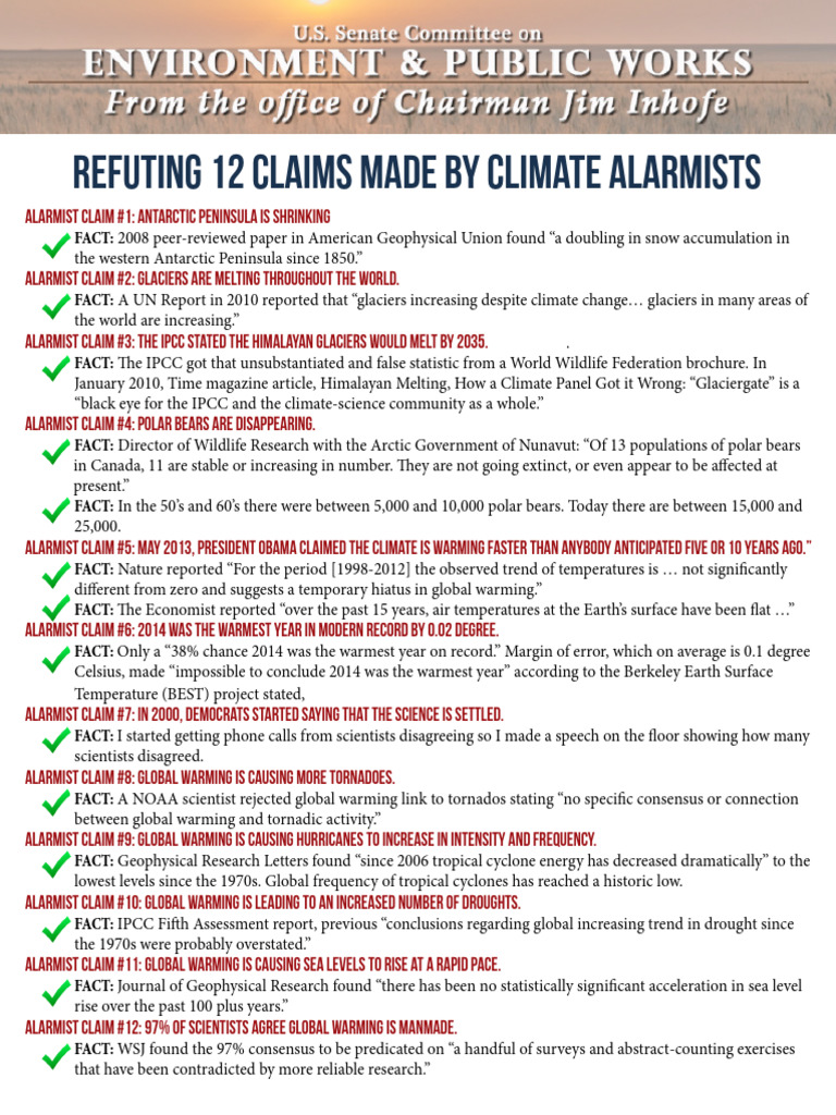 Refuting 12 Claims Made by Climate Alarmists US State Committee | PDF ...