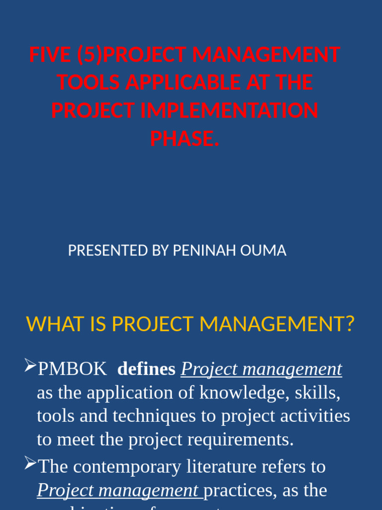 Five (5) Project Management Tools Applicable at The | PDF | Project ...