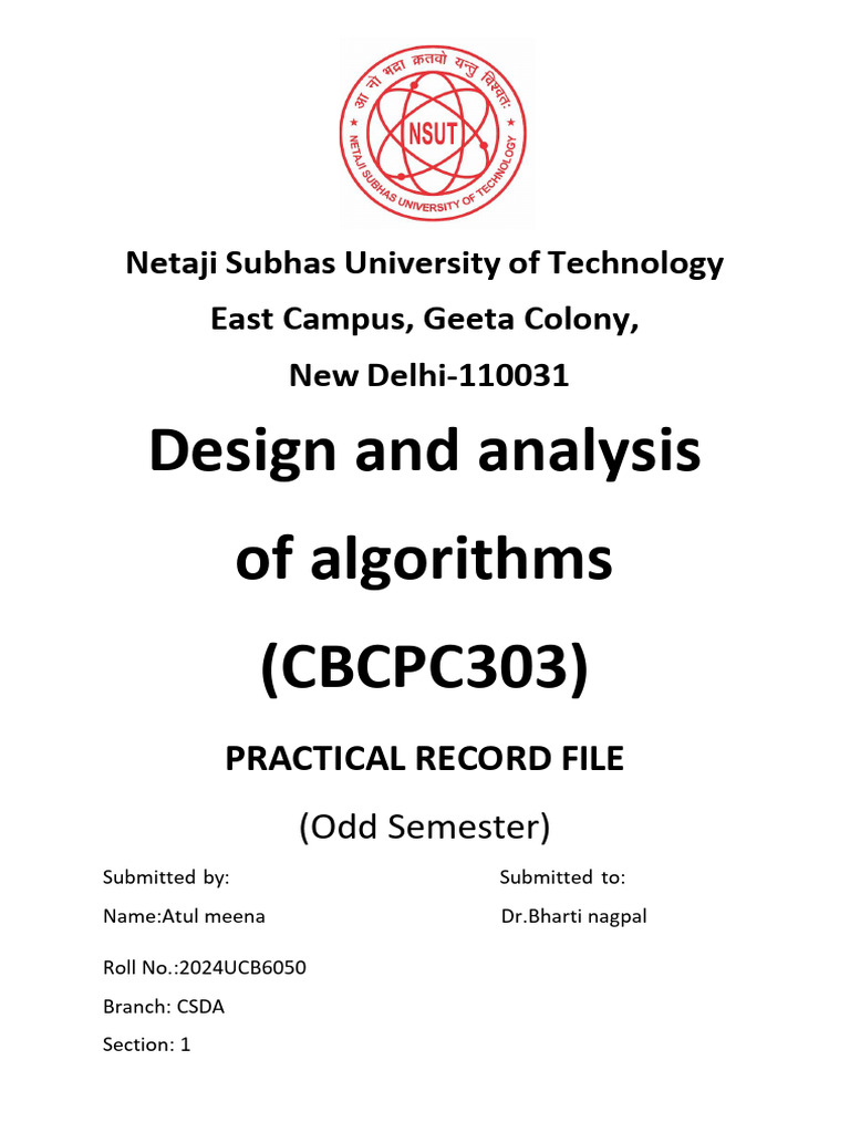 Design & Analysis of Algorithms Record | PDF