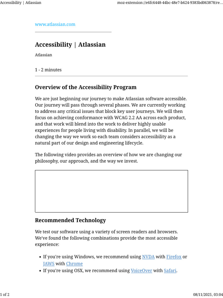 Accessibility - Atlassian | PDF