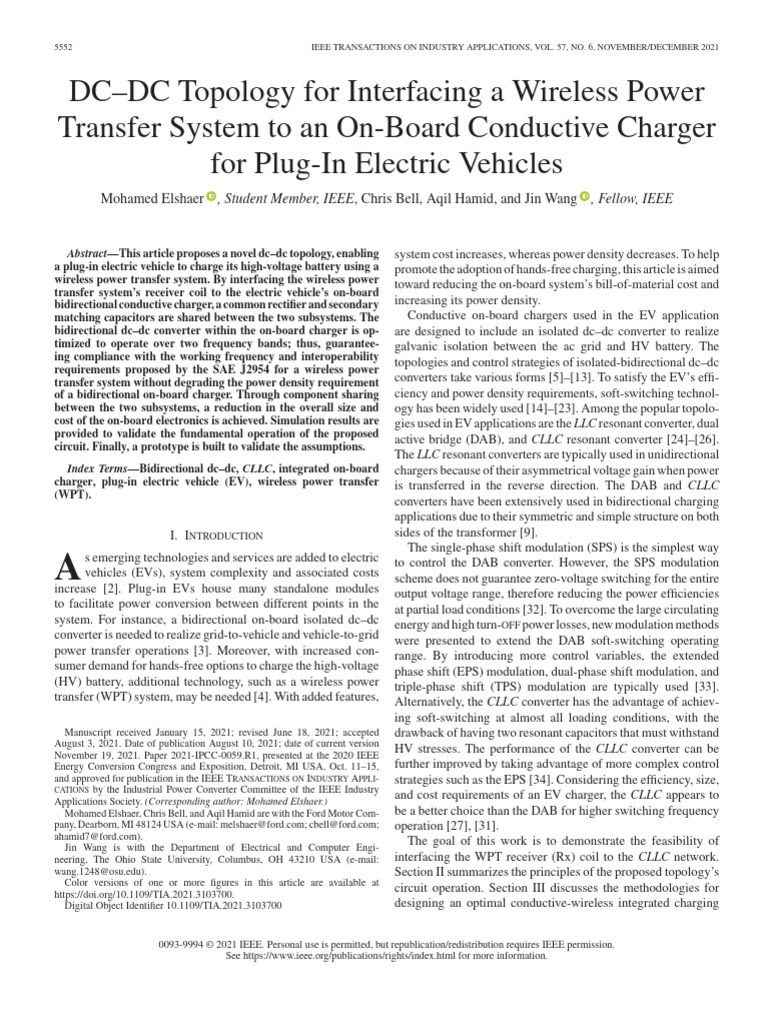 Wireless Power Transfer for EV Charging | PDF | Transformer | Inductance