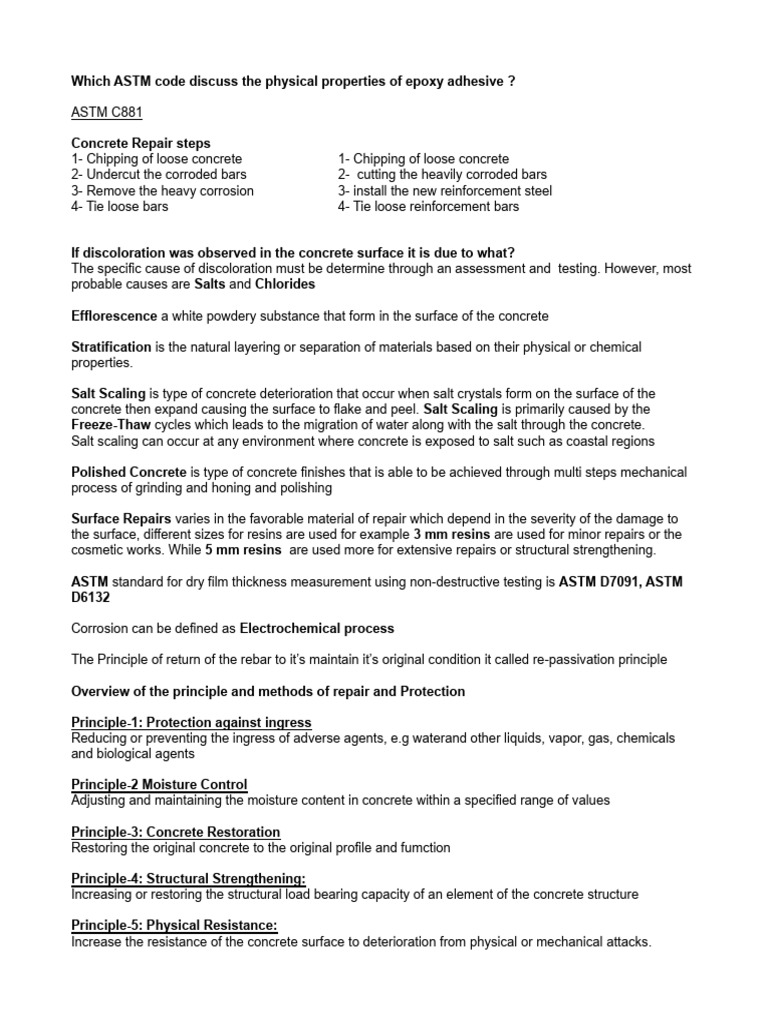 ASTM Codes for Epoxy Adhesive Properties | PDF | Corrosion | Concrete