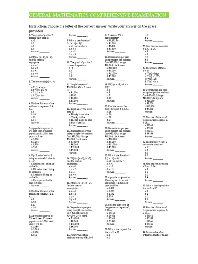 General Mathematics Exam Questions | PDF | Theoretical Computer Science ...