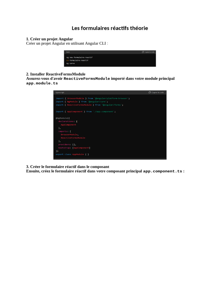 Formulaires réactifs Angular : Guide complet | PDF | Html | Informatique