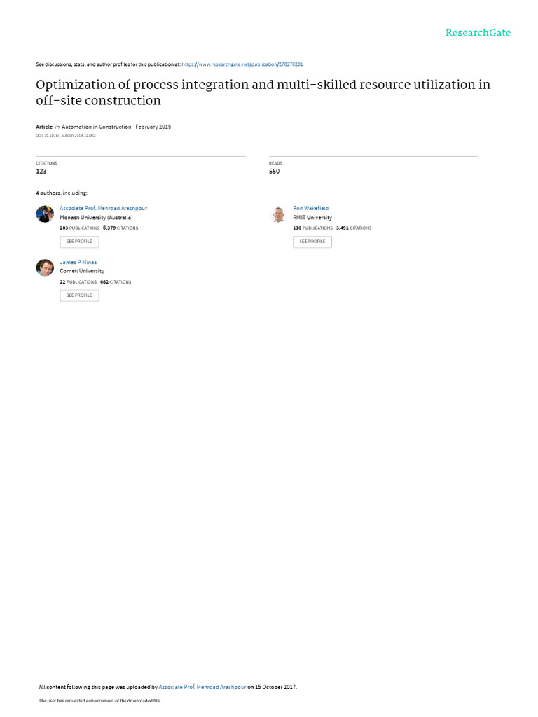 Off-Site Construction Process Optimization | PDF | Simulation ...
