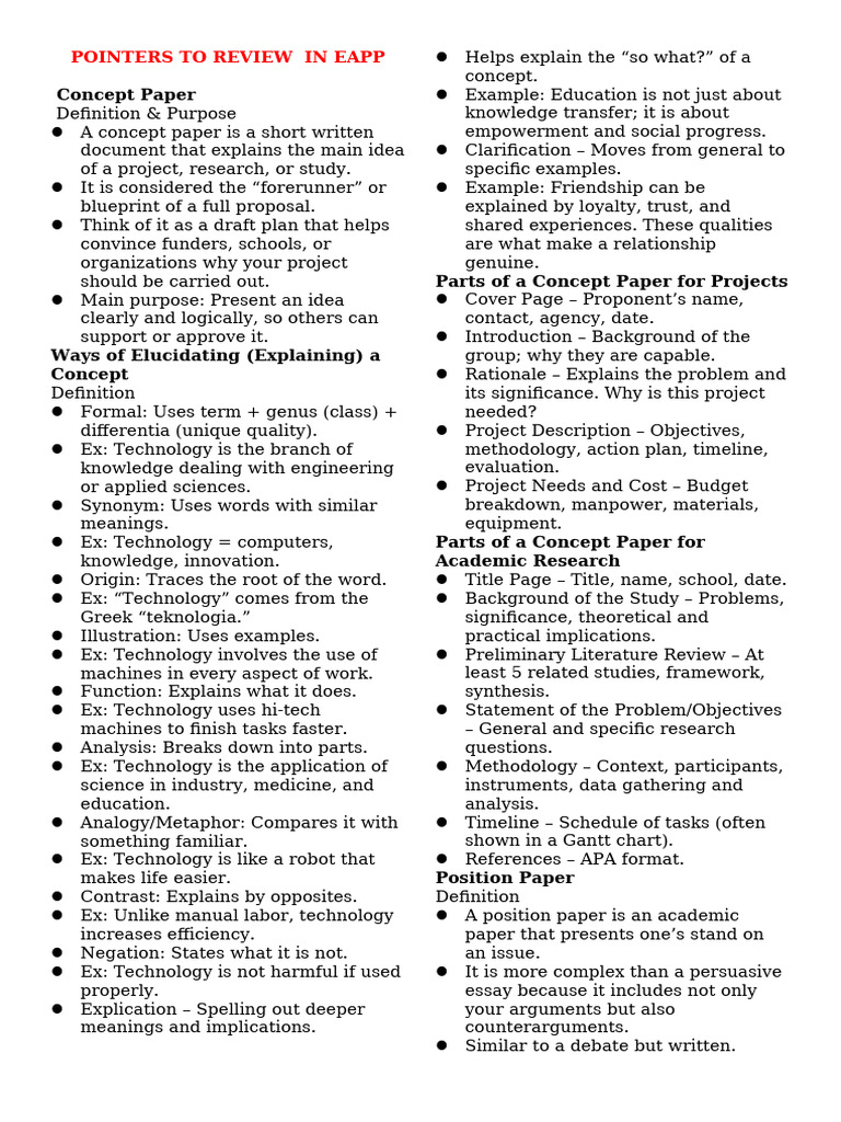 Concept Paper and Report Writing Guide | PDF | Argument | Definition