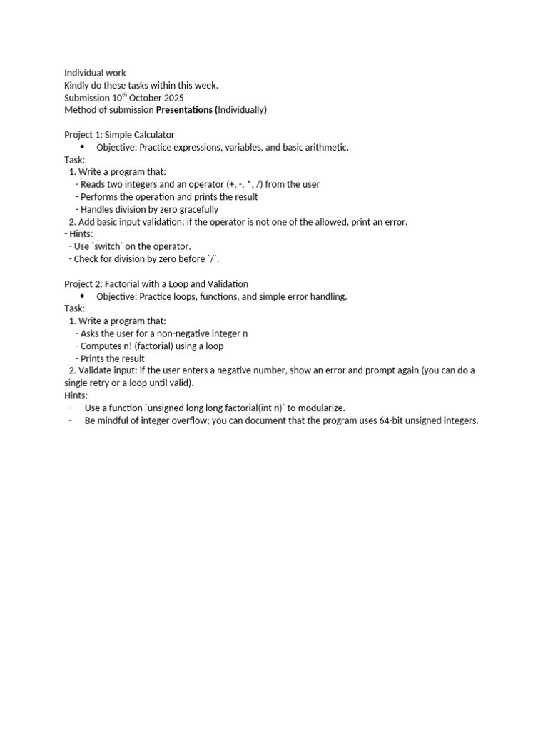 Individual Programming Tasks Guide | PDF