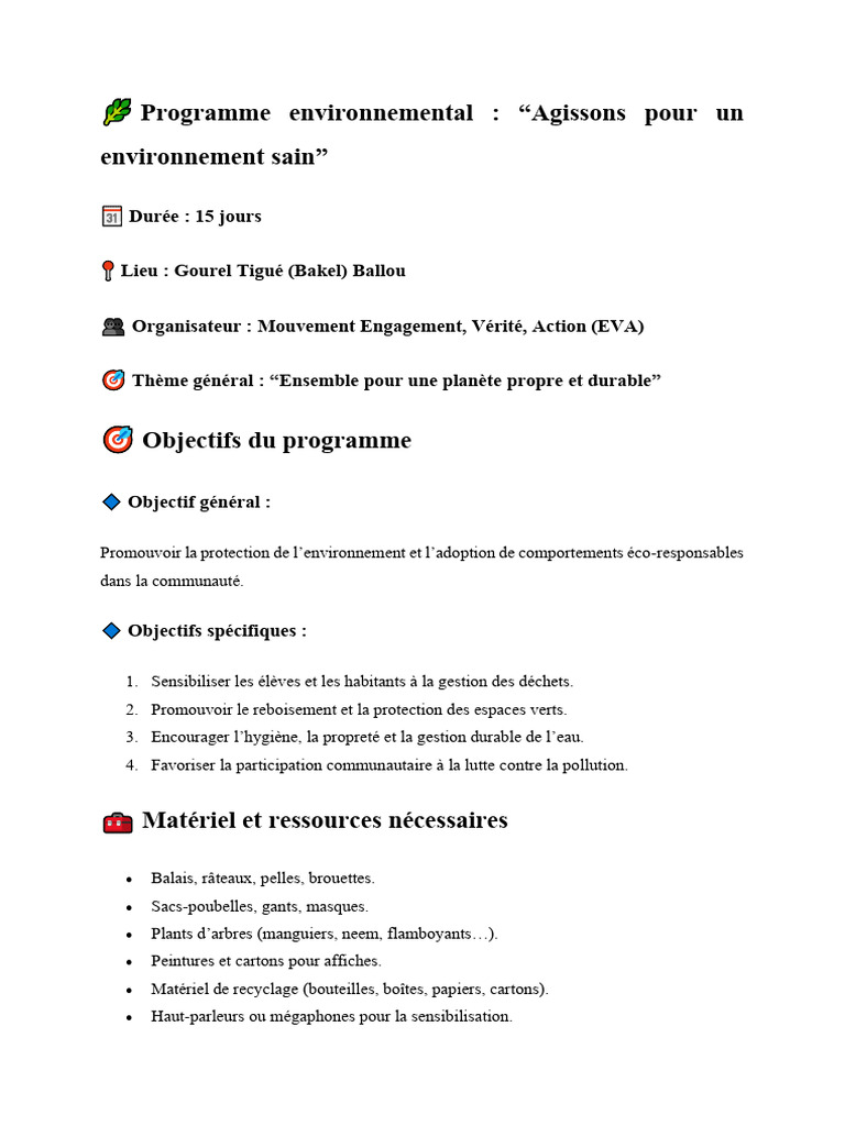 Programme pour un Environnement Durable | PDF | Environnement naturel ...