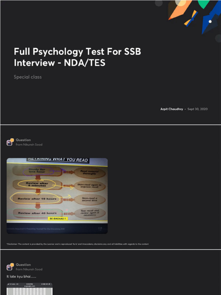 Full Psychology Test For SSB Interview NDATES No Anno | PDF