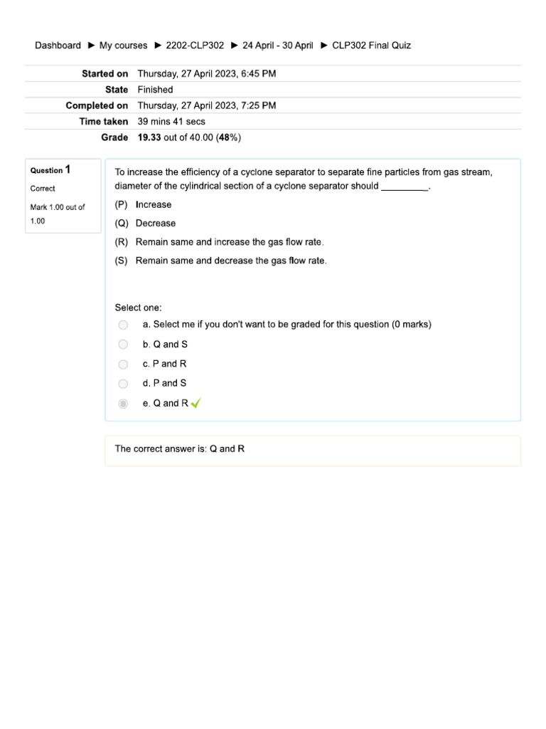 CLP302 Final Quiz | PDF