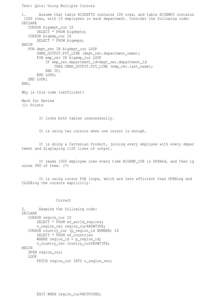 Using Multiple Cursors | PDF | Pl/Sql | Sql
