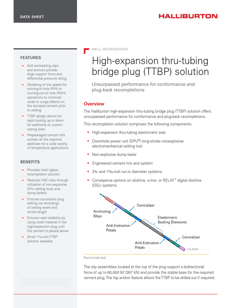 Thru Tubing Bridge Plug Ds | PDF | Casing (Borehole) | Mechanical ...