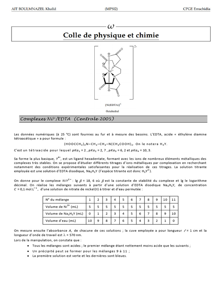 Stéréochimie et Complexation en Chimie | PDF | Concentration molaire ...