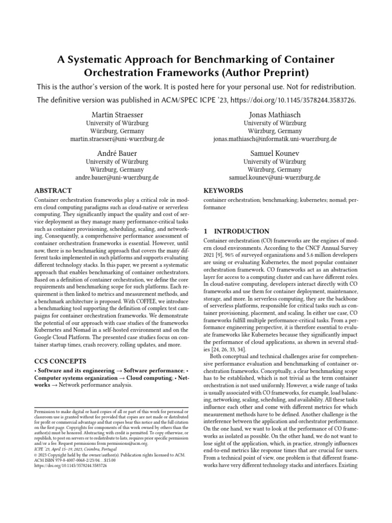 ICPE2023 CO Benchmarking Preprint | PDF | Computer Cluster | Load ...