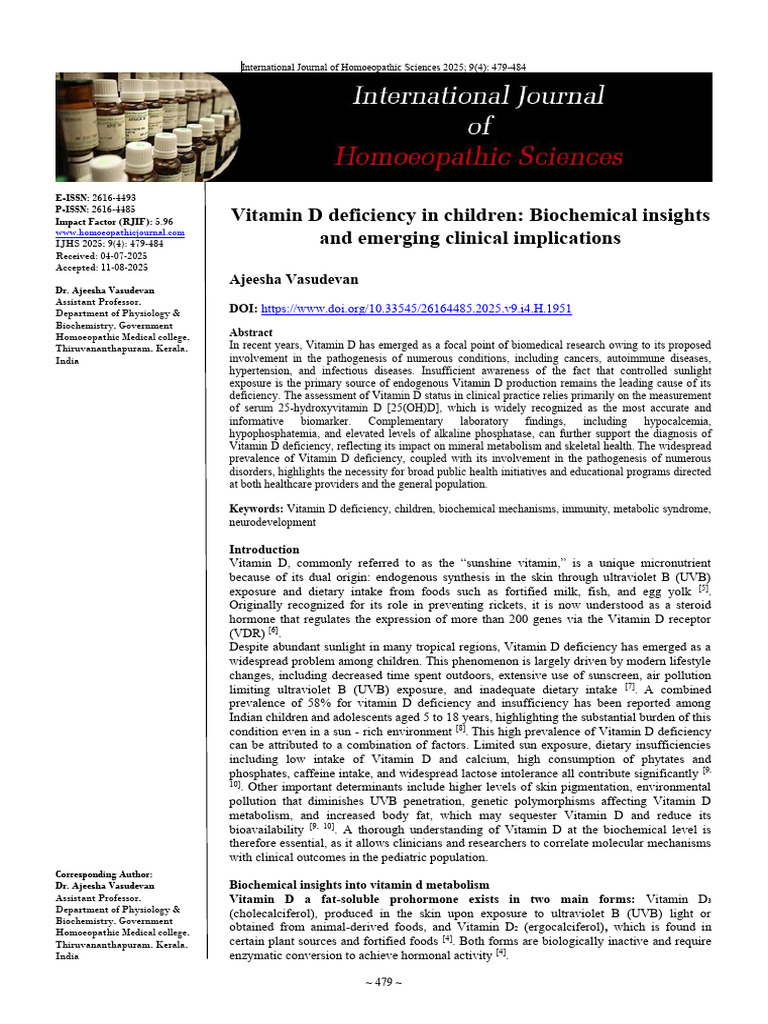 Vitamin D Deficiency in Children: Insights | PDF | Vitamin D | Inflammation