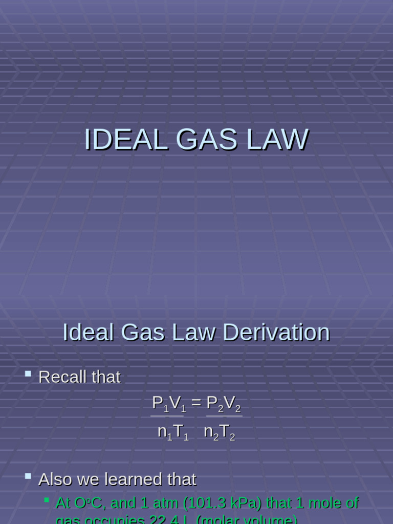 Ideal Gas Law Derivation and Applications | PDF | Gases | Mole (Unit)