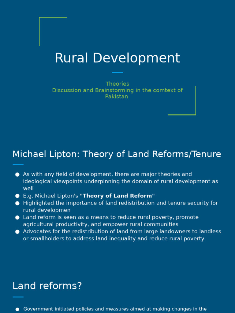 Rural Development Theories in Pakistan | PDF | Agriculture | Land Reform