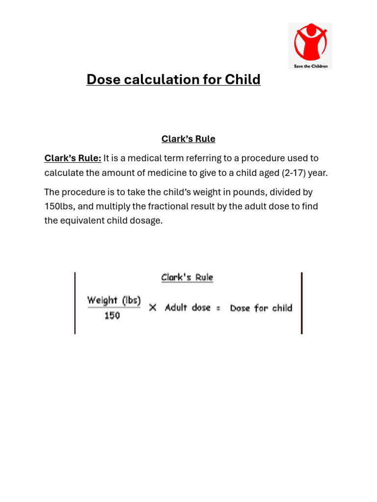 Clark's Rule for Pediatric Dosage | PDF