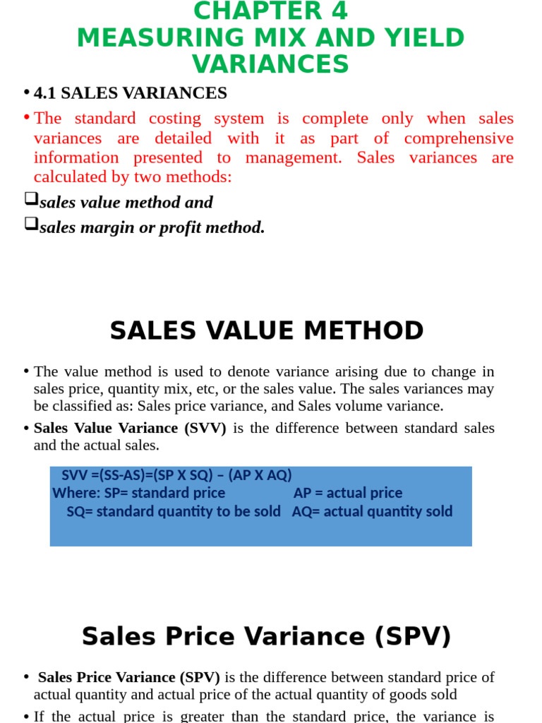 Sales Variance Analysis Techniques | PDF | Profit (Economics) | Variance