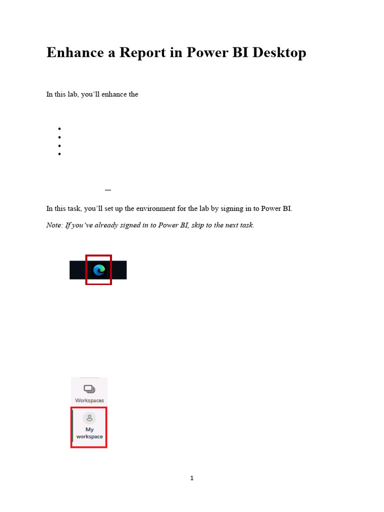 Enhance Power BI Reports Lab Guide | PDF | Icon (Computing) | System ...