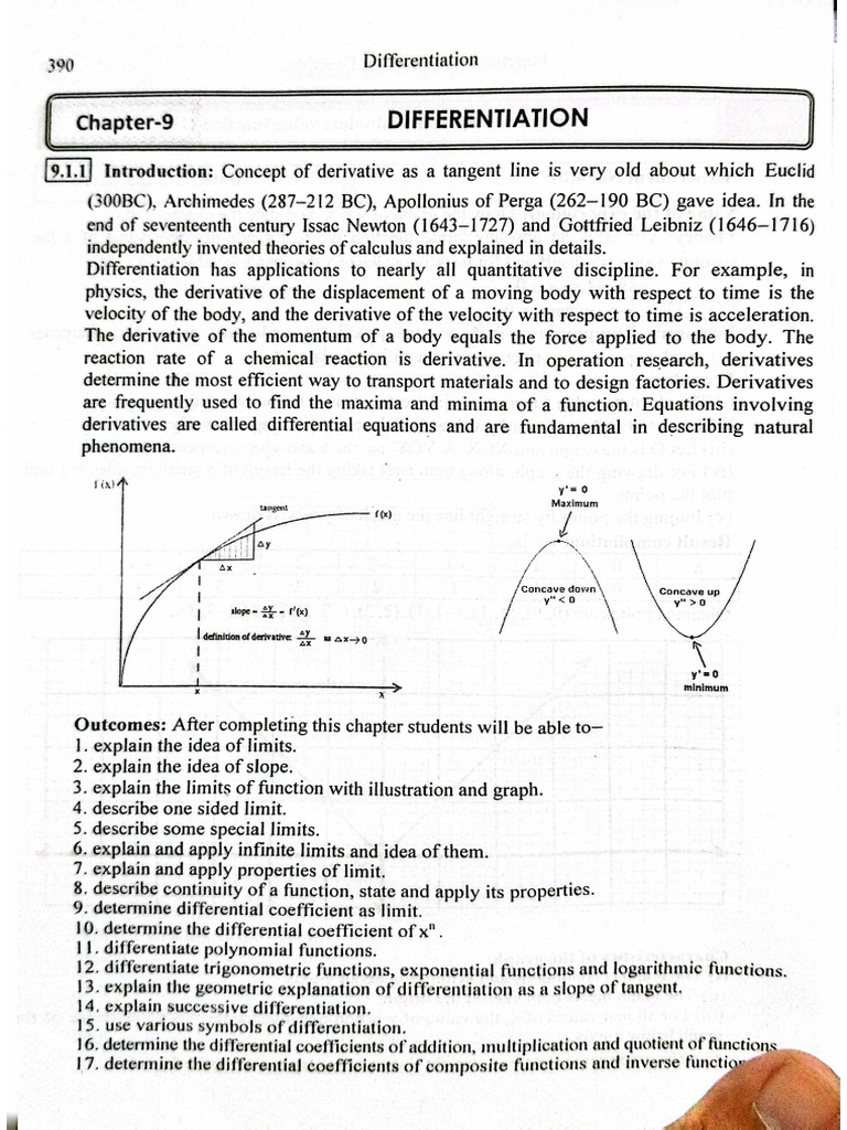 Hmath (1rst) Ch-9 Differentiation | PDF