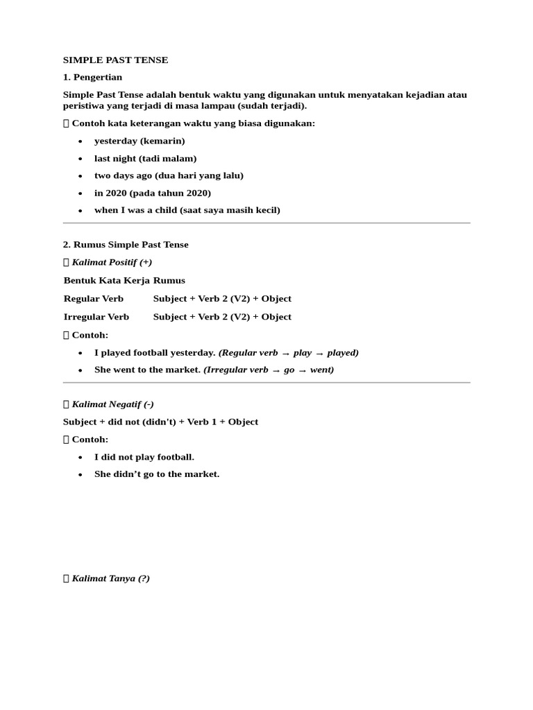 Simple Past Tense | PDF