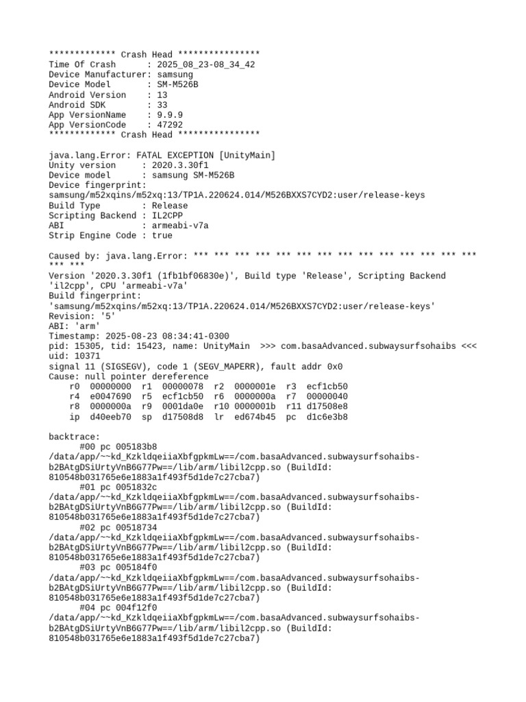Mod Menu Crash 2025 08 23-08 34 42 | PDF | Android (Operating System ...